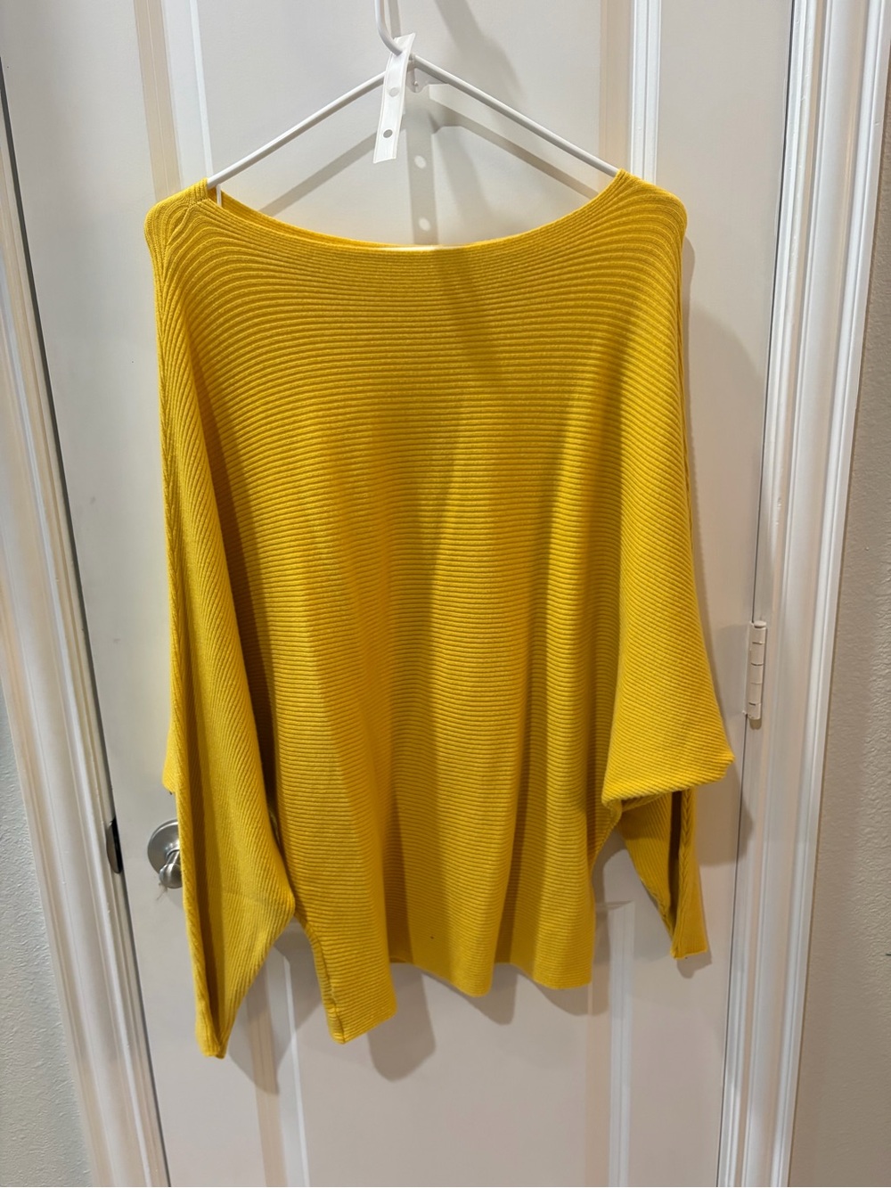 Women's Off-the-Shoulder Ribbed Sweater in Mustard
